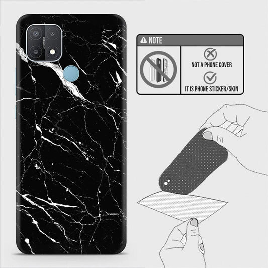 Oppo A15 Back Skin - Design 6 - Trendy Black Marble Skin Wrap Back Sticker Without Sides