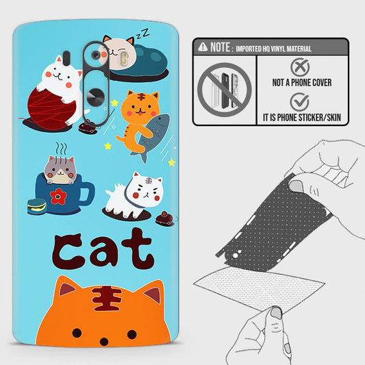 LG G3 Back Skin - Design 3 - Cute Lazy Cate Skin Wrap Back Sticker