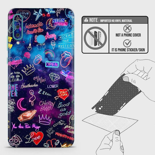 Huawei Nova 4e Back Skin - Design 1 - Neon Galaxy Skin Wrap Back Sticker