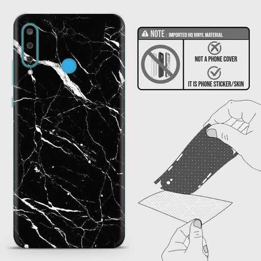 Huawei Nova 4e Back Skin - Design 6 - Trendy Black Marble Skin Wrap Back Sticker