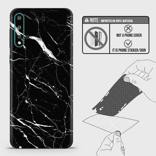 Huawei Nova 5 Back Skin - Design 6 - Trendy Black Marble Skin Wrap Back Sticker