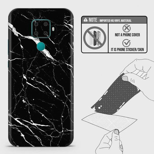 Huawei Nova 5i Pro Back Skin - Design 6 - Trendy Black Marble Skin Wrap Back Sticker