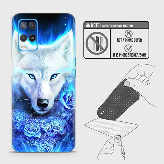 Oppo A54 4G Back Skin - Design 2 - Vintage Galaxy Wolf Skin Wrap Back Sticker Without Sides
