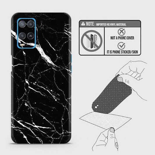 Oppo A54 4G Back Skin - Design 6 - Trendy Black Marble Skin Wrap Back Sticker Without Sides