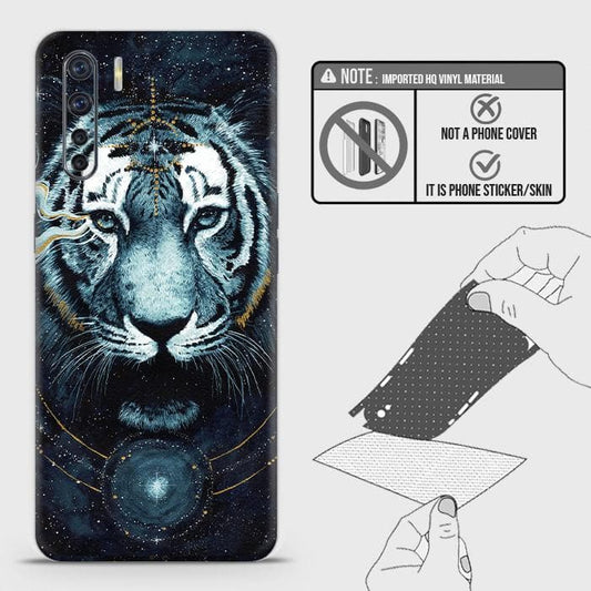 Oppo F15 Back Skin - Design 4 - Vintage Galaxy Tiger Skin Wrap Back Sticker