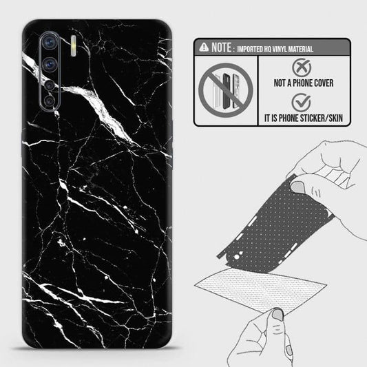 Oppo F15 Back Skin - Design 6 - Trendy Black Marble Skin Wrap Back Sticker