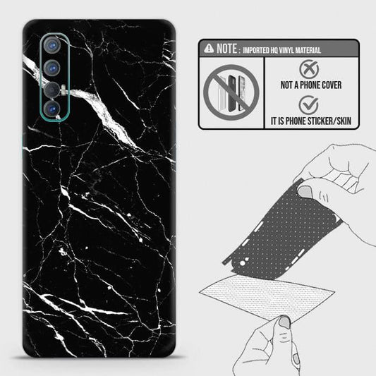 Oppo Reno 3 Pro 5G Back Skin - Design 6 - Trendy Black Marble Skin Wrap Back Sticker