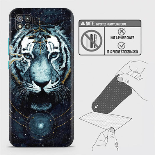 Xiaomi Poco C3 Back Skin - Design 4 - Vintage Galaxy Tiger Skin Wrap Back Sticker Without Sides