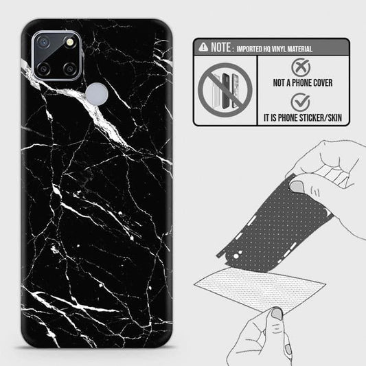 Realme C12 Back Skin - Design 6 - Trendy Black Marble Skin Wrap Back Sticker Without Sides