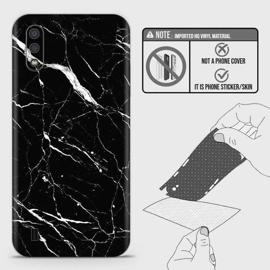 Samsung Galaxy A01 Back Skin - Design 6 - Trendy Black Marble Skin Wrap Back Sticker