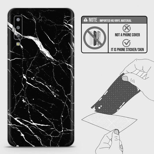 Samsung Galaxy A7 2018 Back Skin - Design 6 - Trendy Black Marble Skin Wrap Back Sticker