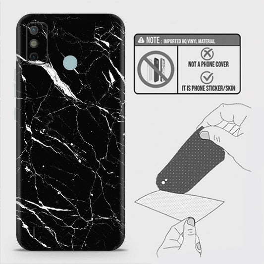 Tecno Spark 6 Go Back Skin - Design 6 - Trendy Black Marble Skin Wrap Back Sticker Without Sides