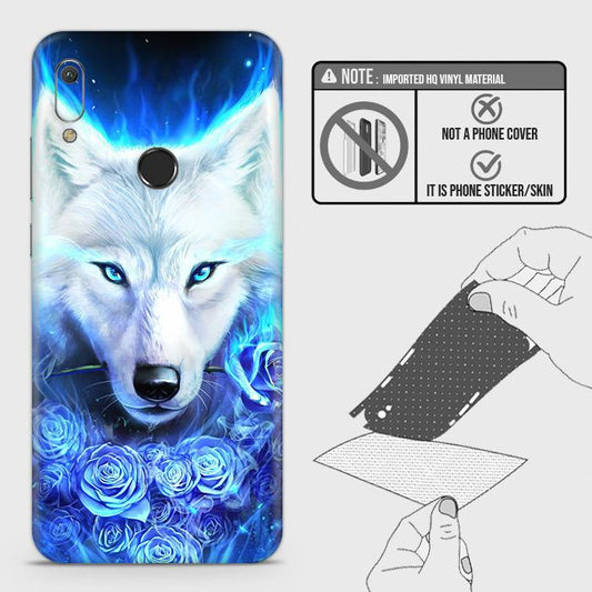 Huawei Y6 2019 / Y6 Prime 2019 Back Skin - Design 2 - Vintage Galaxy Wolf Skin Wrap Back Sticker