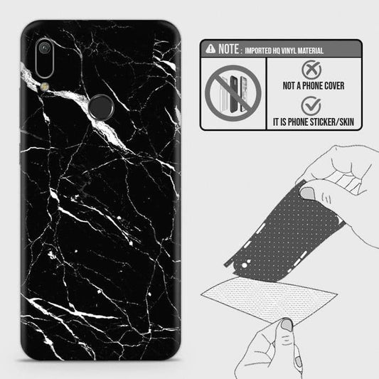 Huawei Y6 2019 / Y6 Prime 2019 Back Skin - Design 6 - Trendy Black Marble Skin Wrap Back Sticker