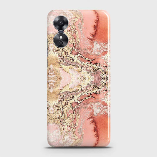 Oppo A17 Cover - Trendy Chic Rose Gold Marble Printed Hard Case with Life Time Colors Guarantee