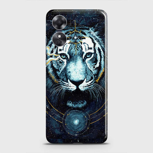 Oppo A17 Cover - Vintage Galaxy Tiger Printed Hard Case with Life Time Colors Guarantee