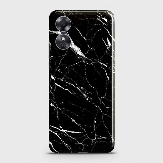 Oppo A17 Cover - Trendy Black Marble Printed Hard Case with Life Time Colors Guarantee
