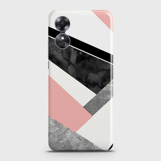 Oppo A17 Cover - Geometric Luxe Marble Trendy Printed Hard Case with Life Time Colors Guarantee