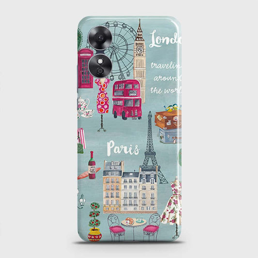 Oppo A17 Cover - London, Paris, New York ModernPrinted Hard Case with Life Time Colors Guarantee