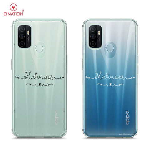 Oppo A53 Cover - Personalised Name Series - 8 Designs - Clear Phone Case - Soft Silicon Borders
