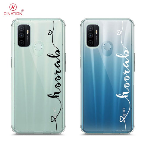 Oppo A53 Cover - Personalised Name Series - 8 Designs - Clear Phone Case - Soft Silicon Borders