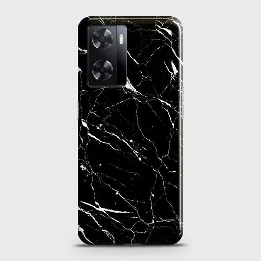 Oppo A57 4G 2022 Cover - Trendy Black Marble Printed Hard Case with Life Time Colors Guarantee