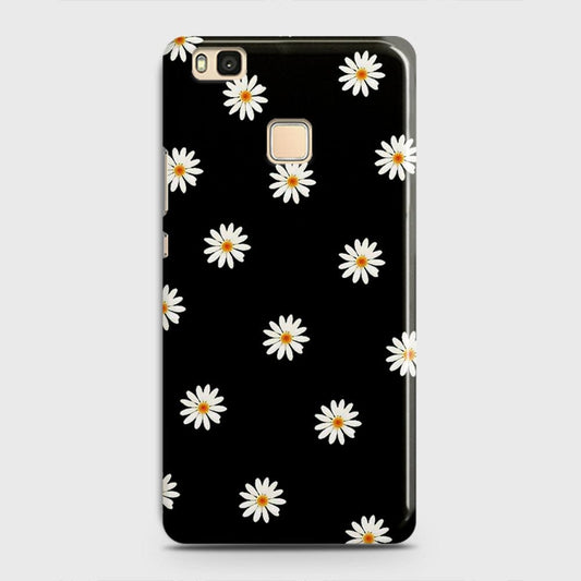 Huawei P9 Lite Cover - White Bloom Flowers with Black Background Printed Hard Case with Life Time Colors Guarantee