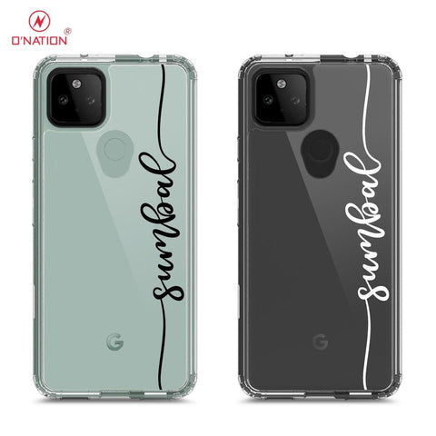 Google Pixel 5 Cover - Personalised Name Series - 8 Designs - Clear Phone Case - Soft Silicon Borders