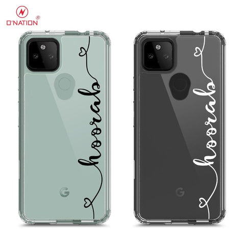 Google Pixel 5 Cover - Personalised Name Series - 8 Designs - Clear Phone Case - Soft Silicon Borders