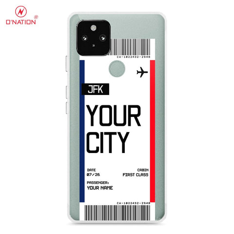 Google Pixel 5 Cover - Personalised Boarding Pass Ticket Series - 5 Designs - Clear Phone Case - Soft Silicon Borders