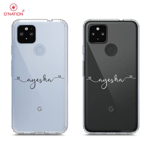 Google Pixel 5 XL Cover - Personalised Name Series - 8 Designs - Clear Phone Case - Soft Silicon Borders