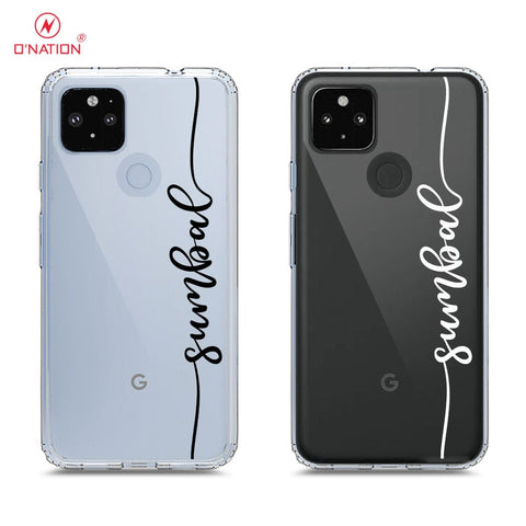 Google Pixel 5 XL Cover - Personalised Name Series - 8 Designs - Clear Phone Case - Soft Silicon Borders