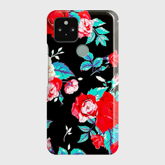 Google Pixel 5 XL Cover - Luxury Vintage Red Flowers Printed Hard Case with Life Time Colors Guarantee
