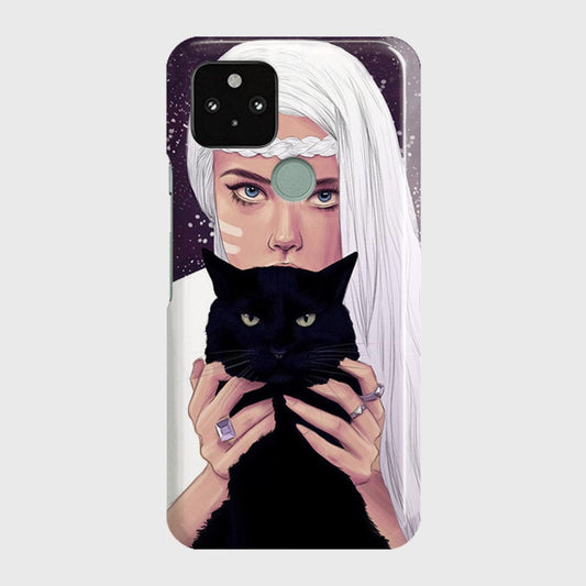 Google Pixel 5 XL Cover - Trendy Wild Black Cat Printed Hard Case with Life Time Colors Guarantee