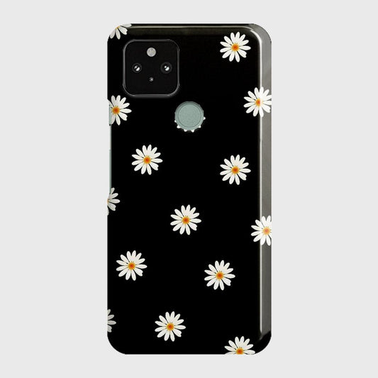 Google Pixel 5 XL Cover - White Bloom Flowers with Black Background Printed Hard Case with Life Time Colors Guarantee