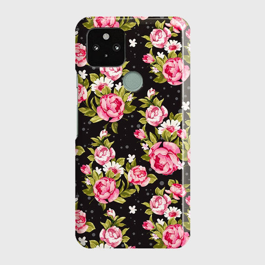 Google Pixel 5 XL Cover - Trendy Pink Rose Vintage Flowers Printed Hard Case with Life Time Colors Guarantee