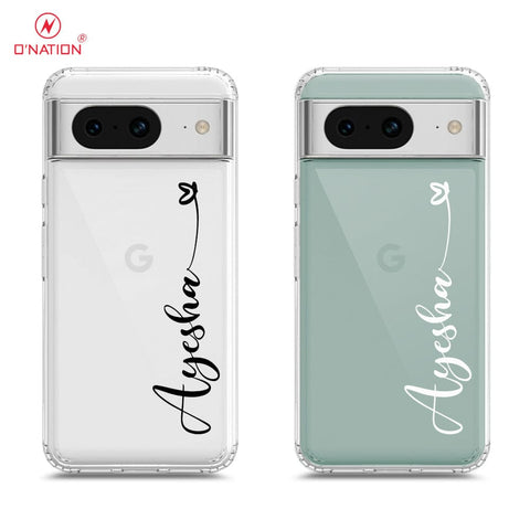 Google Pixel 8 Cover - Personalised Name Series - 8 Designs - Clear Phone Case - Soft Silicon Borders