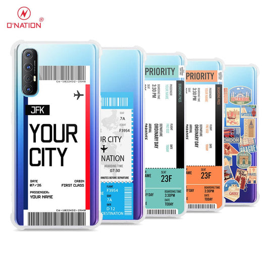 Oppo Reno 3 Pro Cover - Personalised Boarding Pass Ticket Series - 5 Designs - Clear Phone Case - Soft Silicon Borders