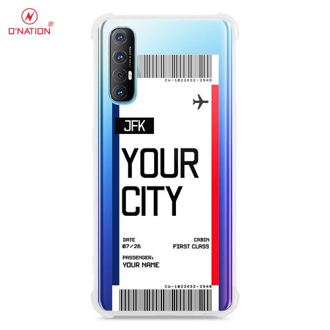 Oppo Reno 3 Pro Cover - Personalised Boarding Pass Ticket Series - 5 Designs - Clear Phone Case - Soft Silicon Borders