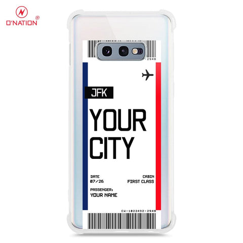 Samsung Galaxy S10e Cover - Personalised Boarding Pass Ticket Series - 5 Designs - Clear Phone Case - Soft Silicon Borders
