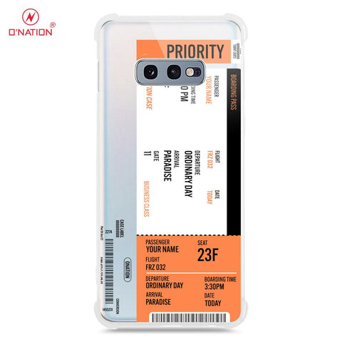 Samsung Galaxy S10e Cover - Personalised Boarding Pass Ticket Series - 5 Designs - Clear Phone Case - Soft Silicon Borders