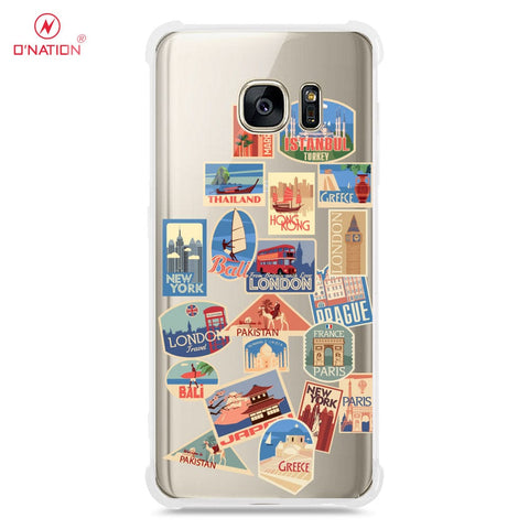 Samsung Galaxy S7 Edge Cover - Personalised Boarding Pass Ticket Series - 5 Designs - Clear Phone Case - Soft Silicon Borders
