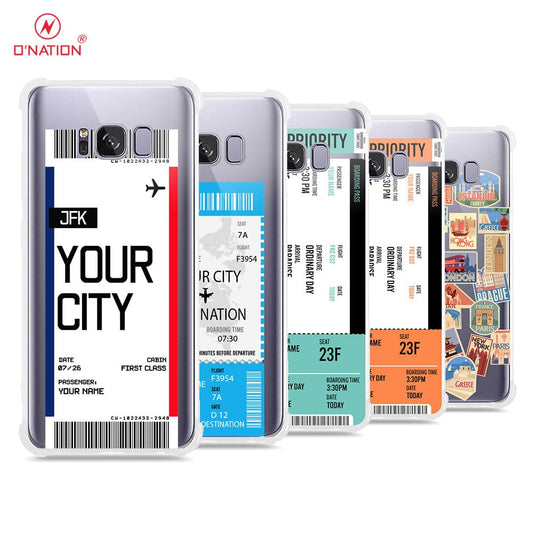 Samsung Galaxy S8 Plus Cover - Personalised Boarding Pass Ticket Series - 5 Designs - Clear Phone Case - Soft Silicon Borders