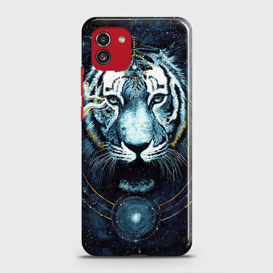 Samsung Galaxy A03 Cover - Vintage Galaxy Tiger Printed Hard Case with Life Time Colors Guarantee