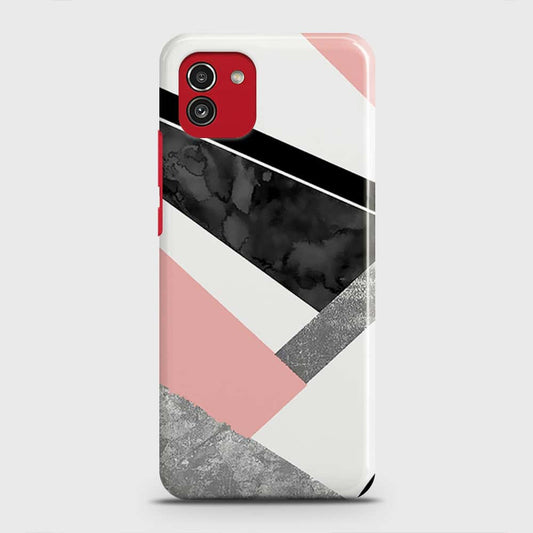 Samsung Galaxy A03 Cover - Geometric Luxe Marble Trendy Printed Hard Case with Life Time Colors Guarantee