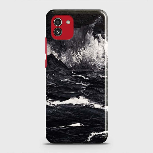 Samsung Galaxy A03 Cover - Black Ocean Marble Trendy Printed Hard Case with Life Time Colors Guarantee