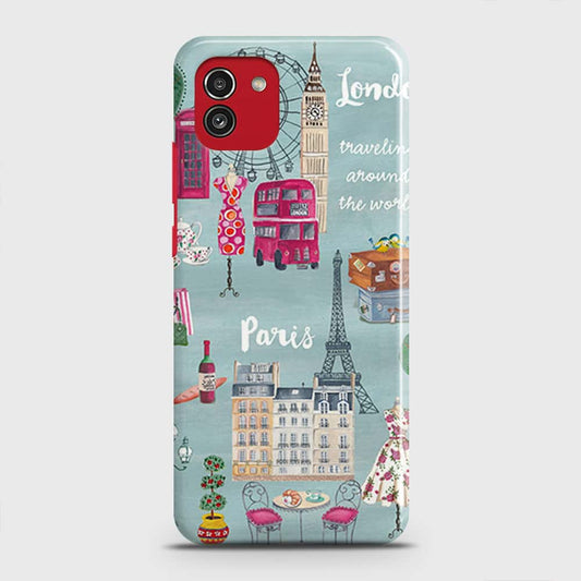 Samsung Galaxy A03 Cover - London, Paris, New York ModernPrinted Hard Case with Life Time Colors Guarantee