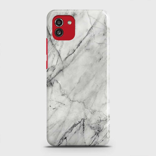 Samsung Galaxy A03 Cover - Trendy White Marble Printed Hard Case with Life Time Colors Guarantee