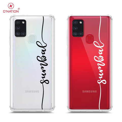 Samsung Galaxy A21s Cover - Personalised Name Series - 8 Designs - Clear Phone Case - Soft Silicon Borders