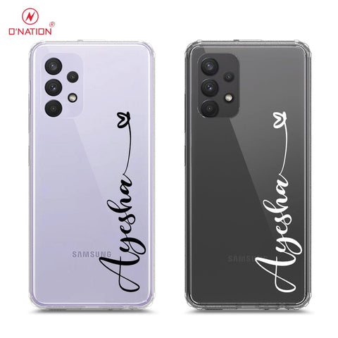 Samsung Galaxy A32 Cover - Personalised Name Series - 8 Designs - Clear Phone Case - Soft Silicon Borders